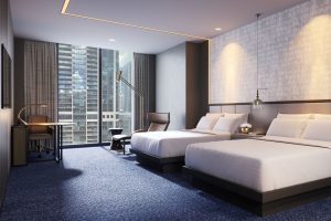 Deluxe hotel room at the St. Regis Chicago hotel
