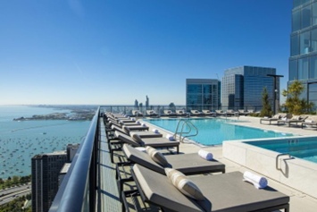The outdoor pool, with breathtaking views, at the Residences at The St. Regis Chicago